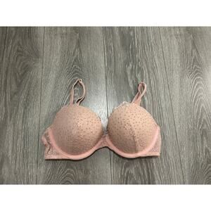 Victoria's Secret Dream Angels Lace & Dots Lined Demi Push-up Bra Size 34C